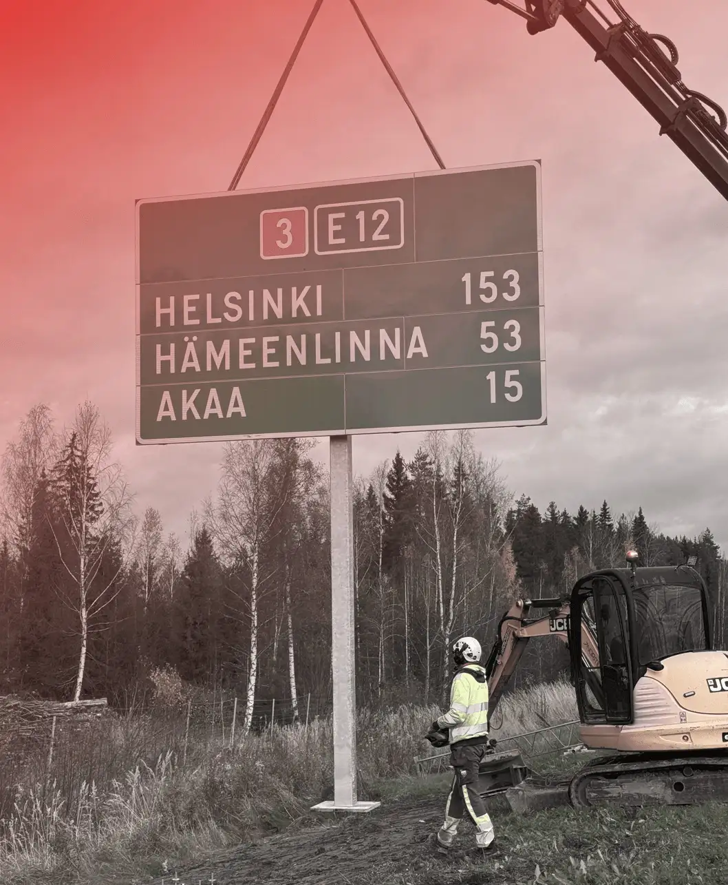 ALLSAFE opastemaston asennus Valtatie 4:lle.